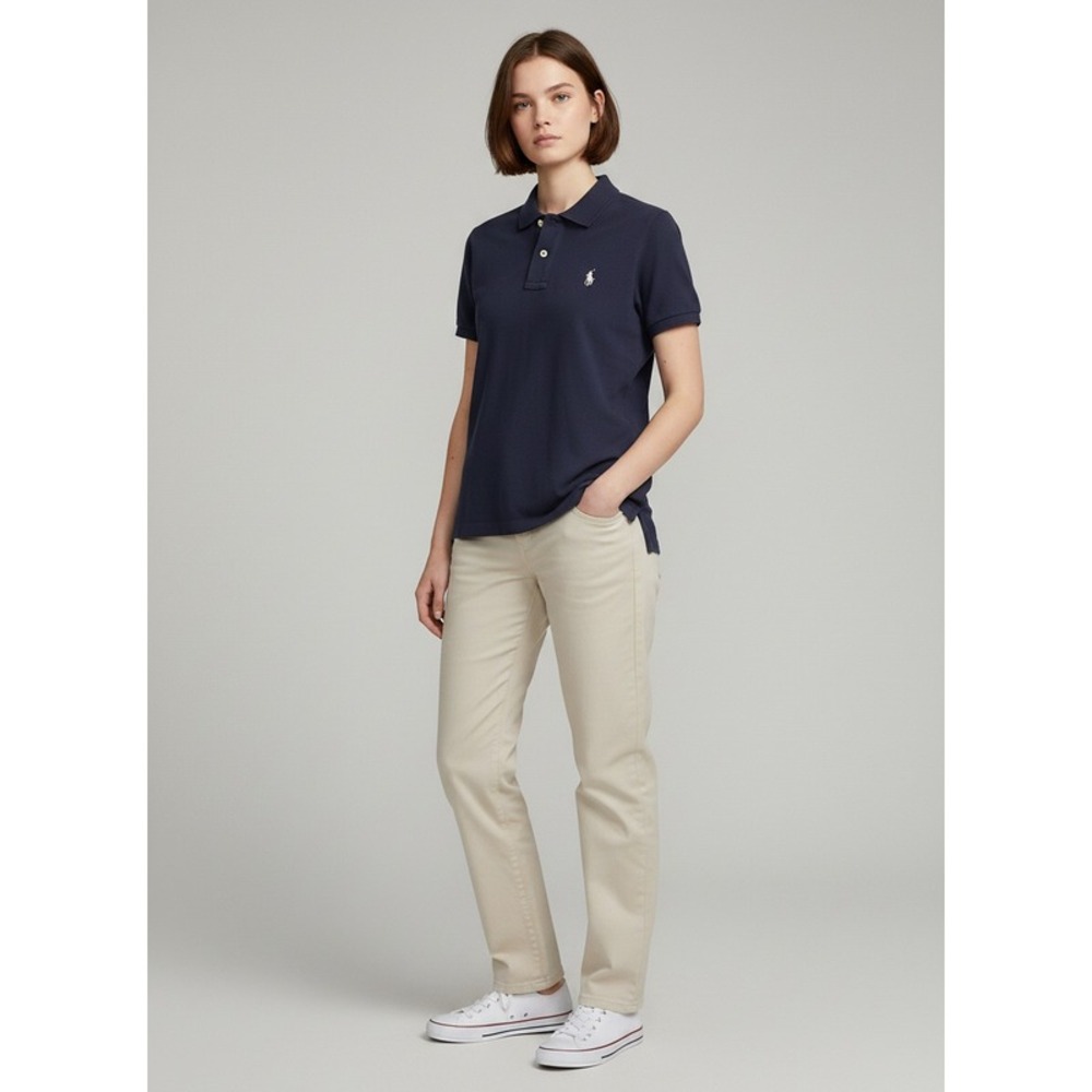 Polo Ralph Lauren Women's Skinny Fit Short Sleeve Mesh Polo Shirt in Navy